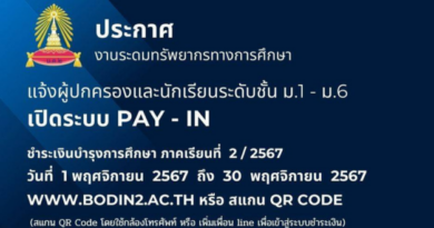 ประกาศแจ้งเปิดระบบ Pay-in ชำระค่าบำรุงการศึกษา ภาค 2/2567