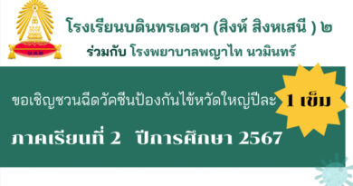 เชิญชวนนักเรียนฉีดวัคซีนป้องกันไข้หวัดใหญ่